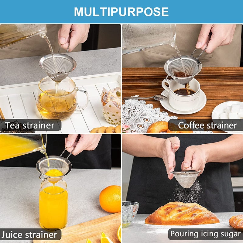 Kafoor Fine Mesh Strainer - 3.3 Inch Conical Sieve - Tea Strainers for Loose Tea, Coffee Strainer, Food Strainer, Juice Strainer, and Much More! - Image 2